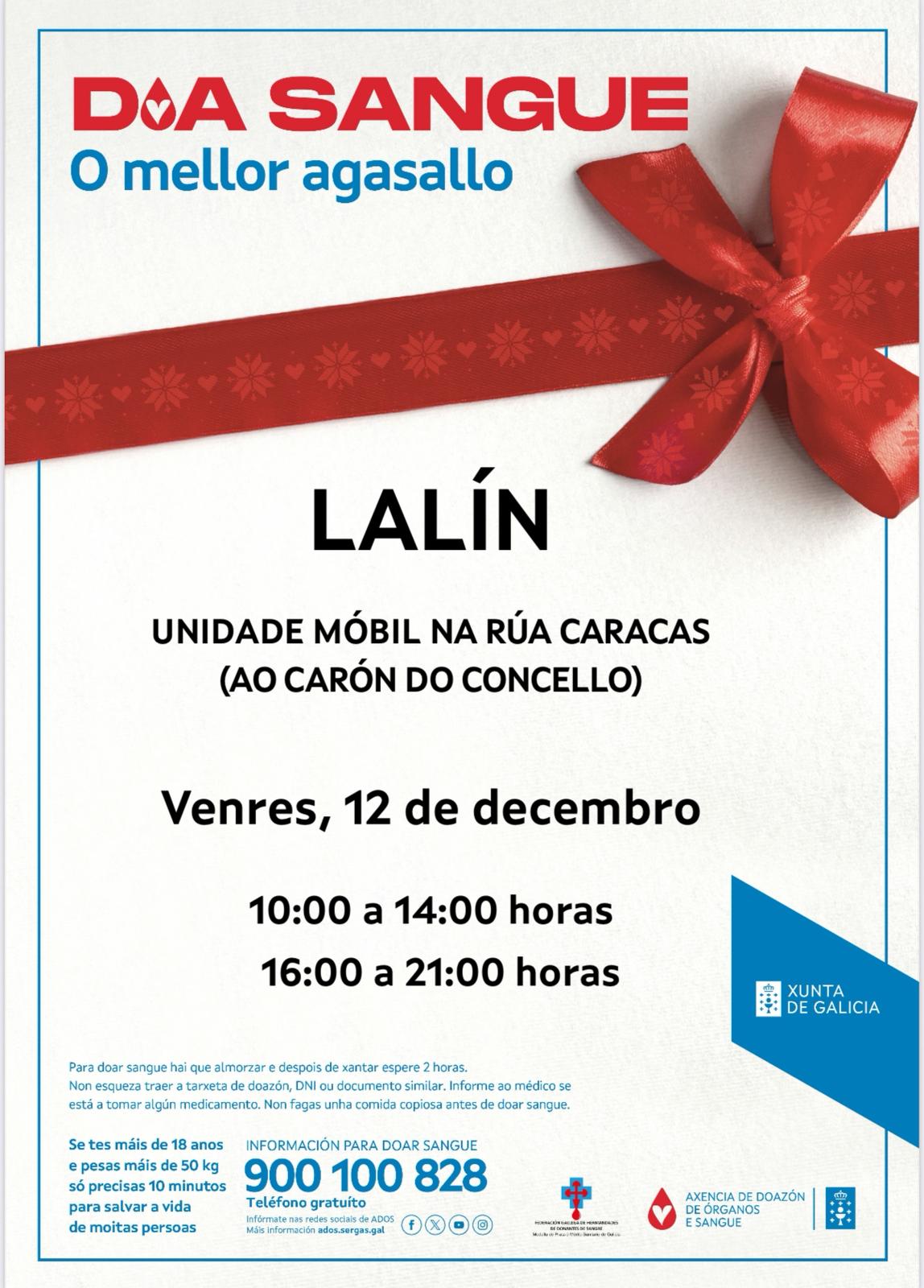 “DOA SANGUE, O MELLOR AGASALLO” CHEGA A LALÍN O PRÓXIMO VENRES 12 DE DECEMBRO