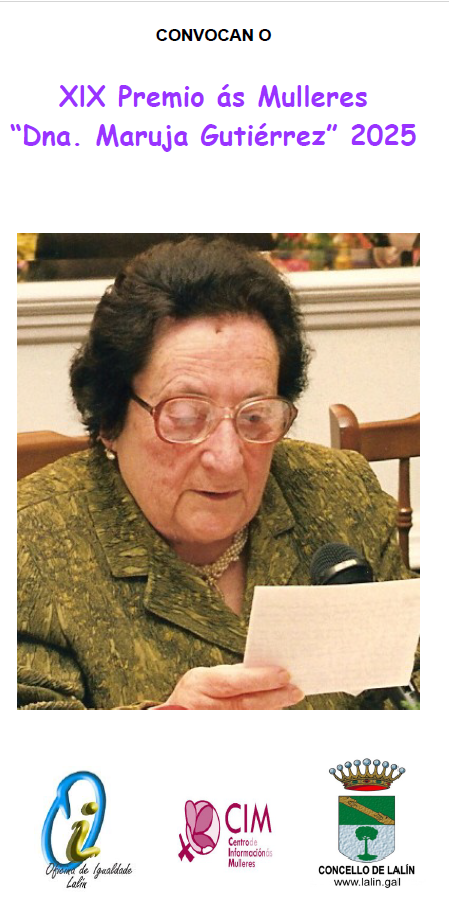Imagen ABRE O PRAZO DE PRESENTACIÓN DE CANDIDATURAS AO XIX PREMIO ÁS MULLERES “DNA. MARUJA GUTIÉRREZ” 2025