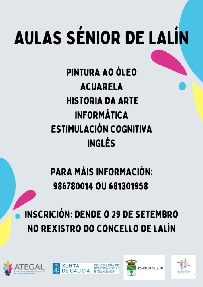 Imagen O CONCELLO DE LALÍN ABRE O PRAZO DE INSCRICIÓN PARA AS ACTIVIDADES DE ENVELLECEMENTO ACTIVO PARA O CURSO 2025-2026