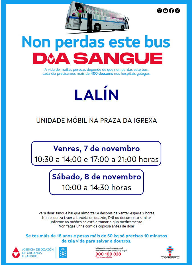 Imagen A VINDEIRA CAMPAÑA DE DOAZÓN DE SANGUE EN LALÍN TERÁ LUGAR O VENRES 7 E O SÁBADO 8 DE NOVEMBRO
