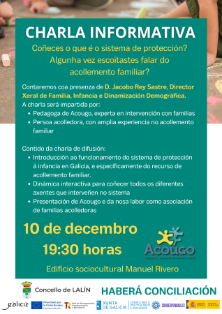 Imaxe: O CONCELLO ORGANIZA UNHA XORNADA INFORMATIVA SOBRE O SISTEMA DE PROTECCIÓN E O ACOLLEMENTO FAMILIAR EN COLABORACIÓN CON ACOUGO E XUNTA