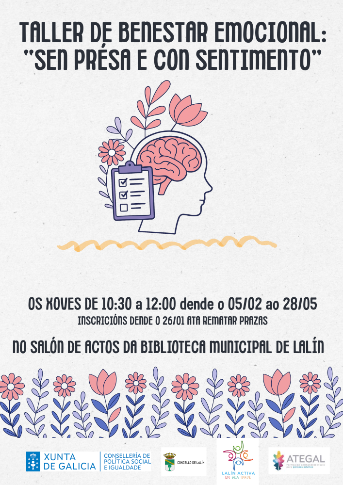Imagen O CONCELLO ABRE O VINDEIRO LUNS O PRAZO DE INSCRICIÓN PARA O TALLER DE BENESTAR EMOCIONAL “SEN PRÉSA E CON SENTIMENTO” IMPARTIDO POR ATEGAL