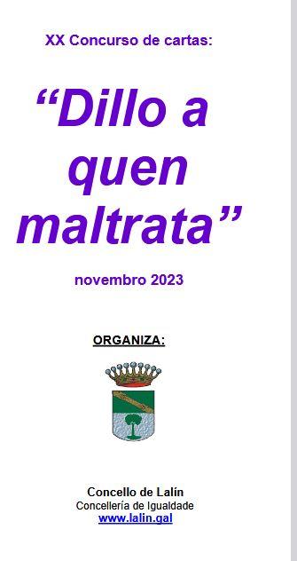 Imagen O CONCELLO CONVOCA O XX CONCURSO DE CARTAS “DILLO A QUEN MALTRATA”