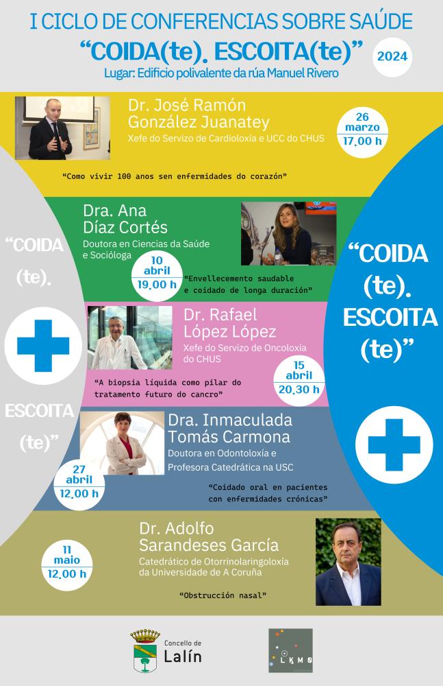 Imagen O CONCELLO DE LALÍN DESENVOLVERÁ CHARLAS DE SAÚDE GRATUÍTAS QUE SERÁN IMPARTIDAS POR PERSOAS EXPERTAS NOS DISTINTOS ÁMBITOS DA MEDICINA